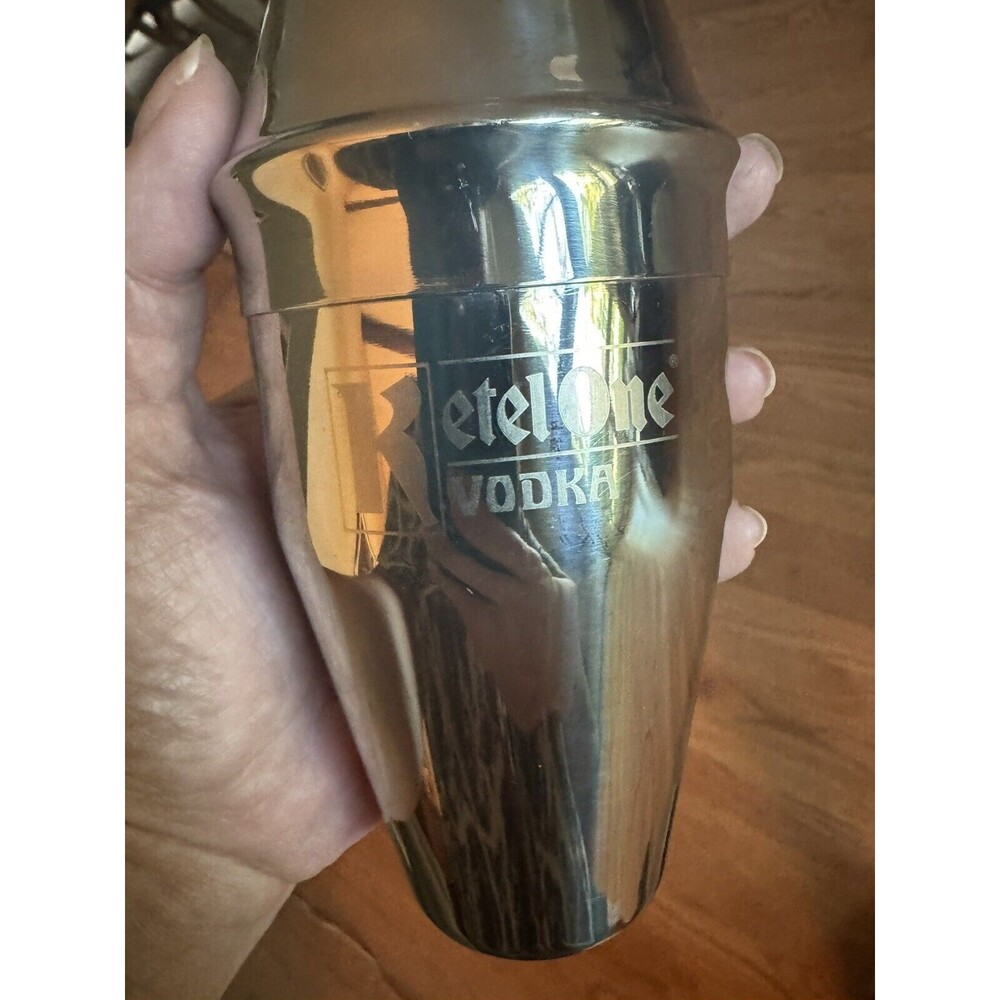 Chrome Cocktail Shakers Set of 2 Ketel One Vodka 18/8 Stainless Steel - Picture 3 of 5